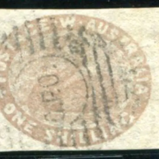 1854/55 1/- pale brown swan right marginal example ...