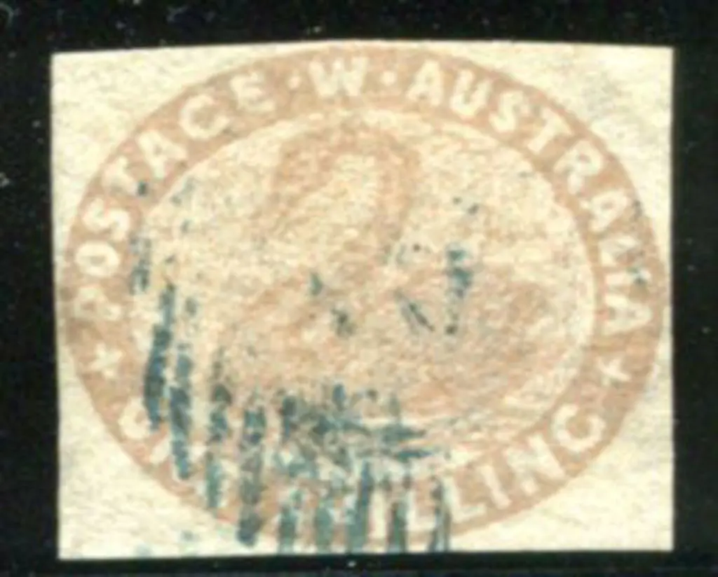 1854/55 1/- pale brown swan. Fine used with light ... Image 1++