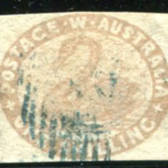1854/55 1/- pale brown swan. Fine used with light ...