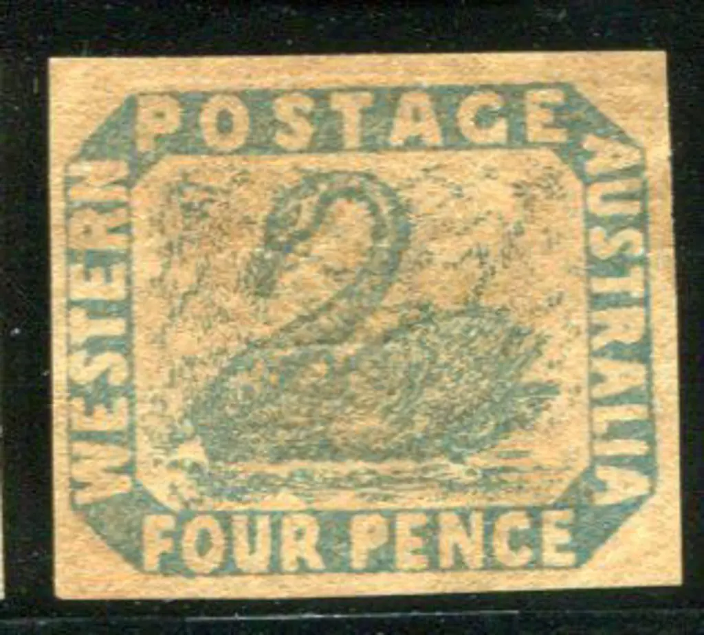 1854/55 4d pale blue swan. Good to large margins ... Image 1++