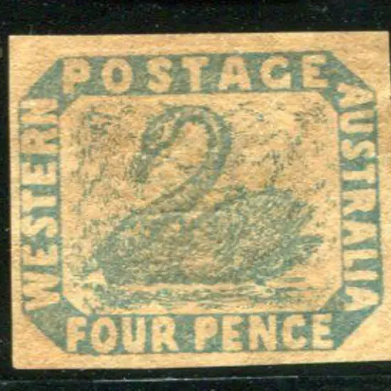 1854/55 4d pale blue swan. Good to large margins ...