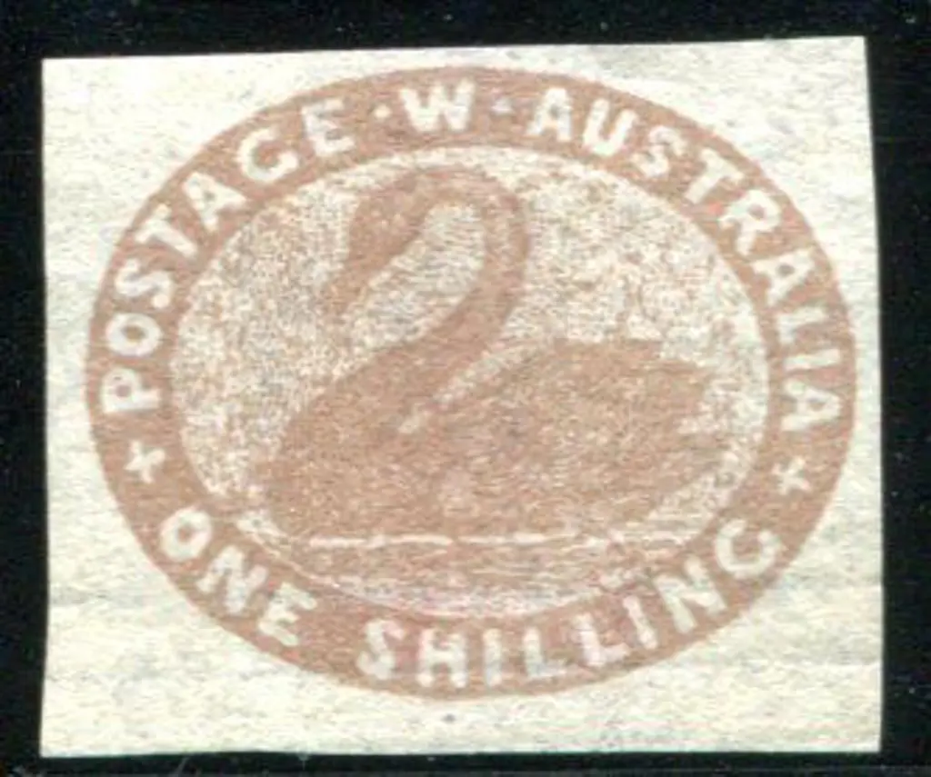 1854/55 1/- pale brown swan with 4 large to huge ... Image 1++