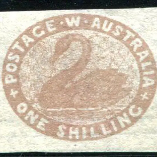 1854/55 1/- pale brown swan with 4 large to huge ...