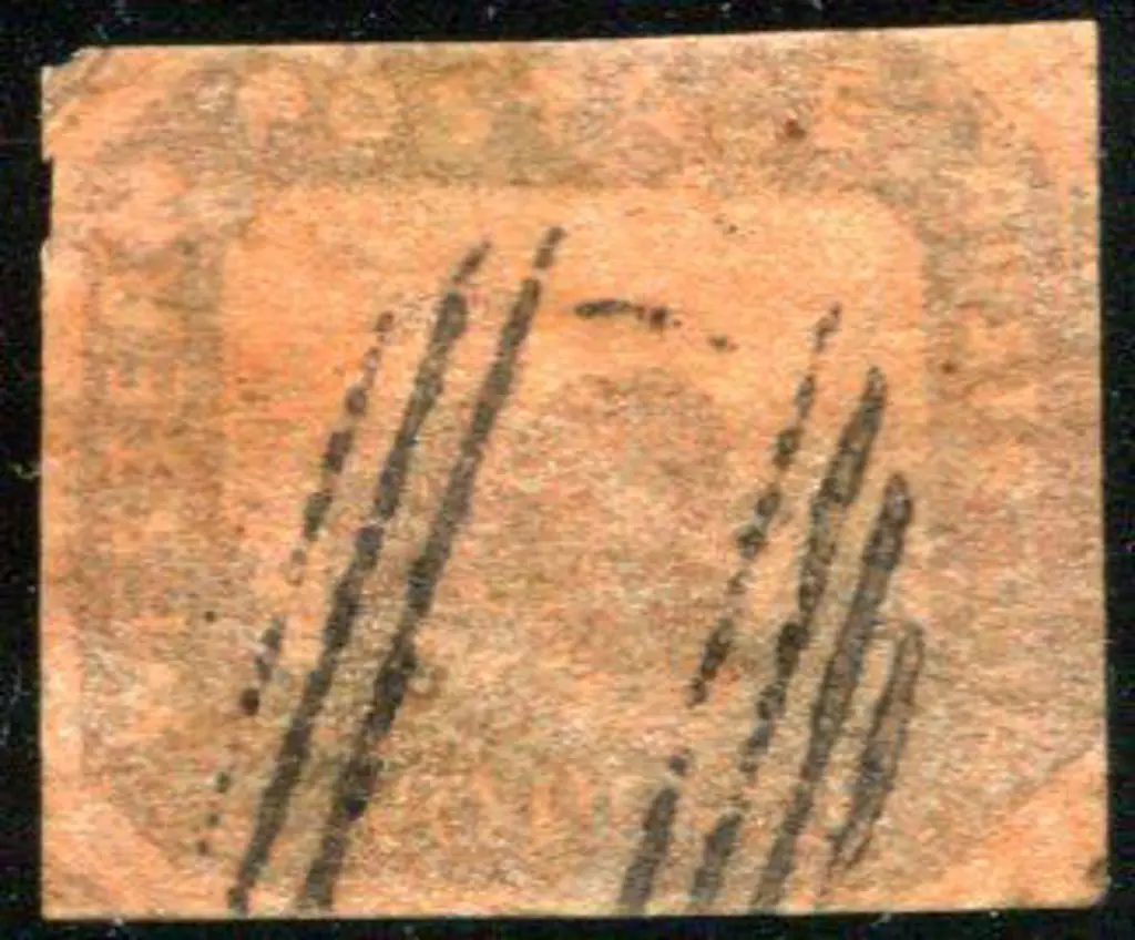 1858 2d brown-black on red "printed both sides" ... Image 1++