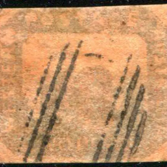 1858 2d brown-black on red "printed both sides" ...