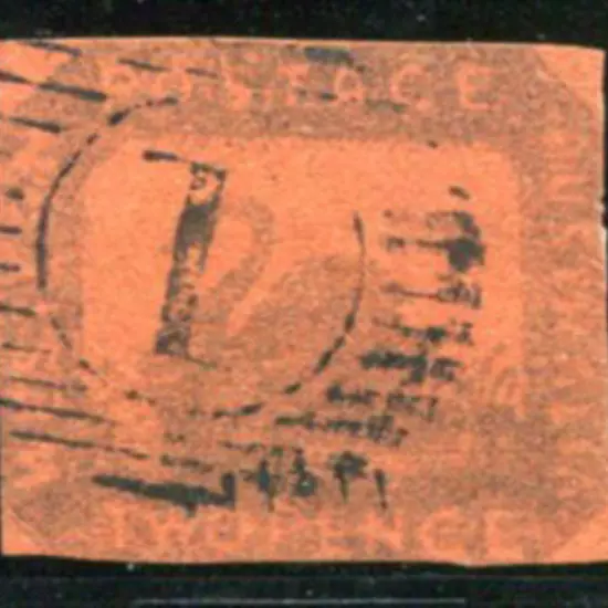 1858 2d brown-black on Indian red fine used with ...
