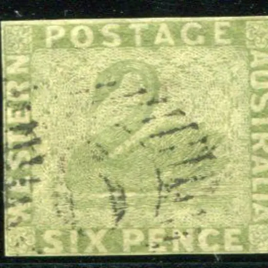 1860/64 6d sage-green fine used with close to ...