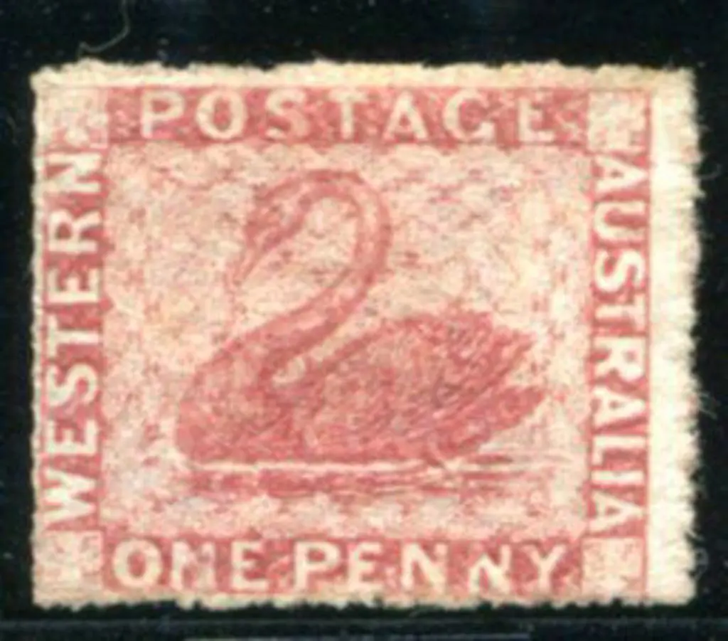 1861 1d rose-carmine swan with very rough perf. ... Image 1++