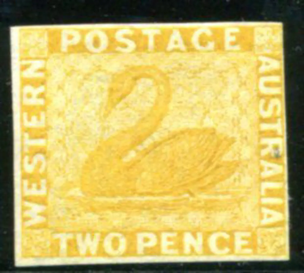 1864/79 2d imperforate swan proof in chrome-yellow ... Image 1++