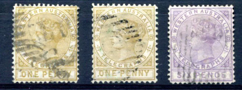 1879 1d bistre Perf. 14 & Perf. 12½ Telegraph pair ... Image 1++