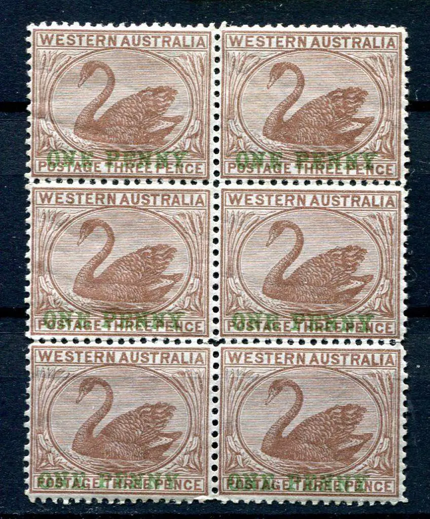 1893 "One Penny" surcharge in green on 3d brown in ... Image 1++