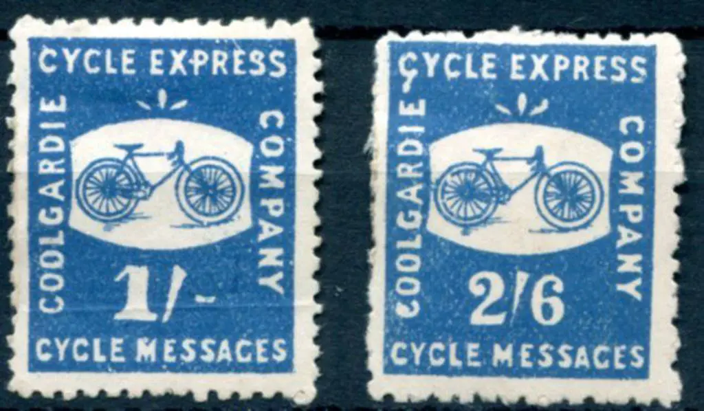 1893 1/- & 2/6d Coolgardie Cycle Express pair. ... Image 1++