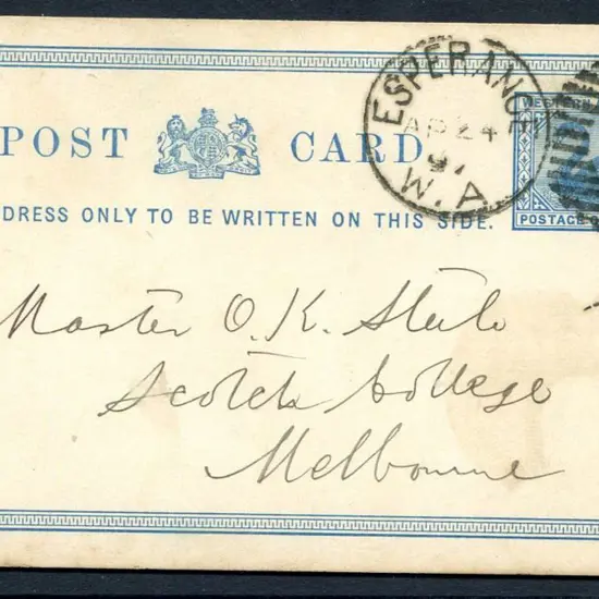 1897 (24th Apr) 1d blue swan Postcard (PC 2) with ...