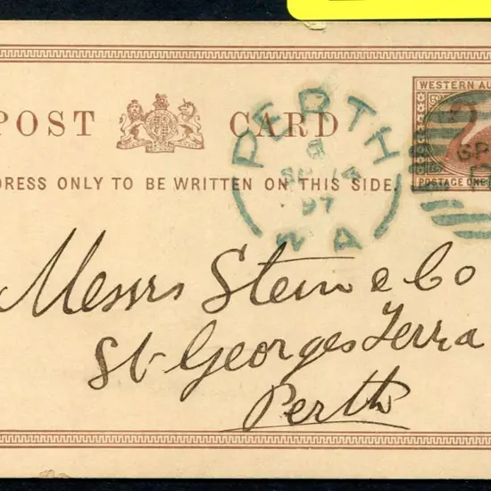 1897 (14th Sept) ½d brown Postcard (PC 1) with ...