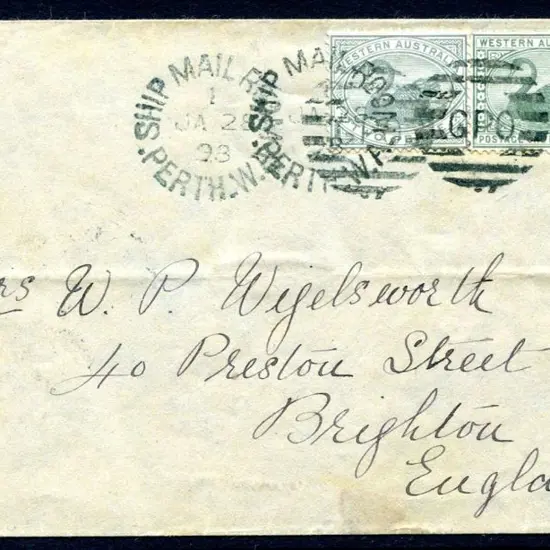 1898 (28th Jan) Perth Ship Mail Room duplex DxG-1 ...