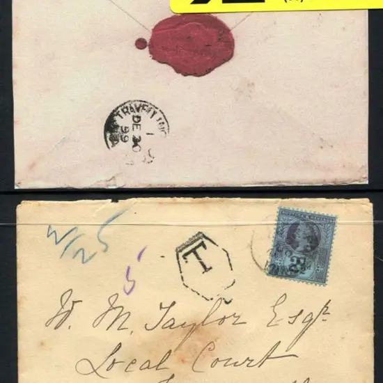 1899 (22nd Nov) Taxed Mail from England to ...