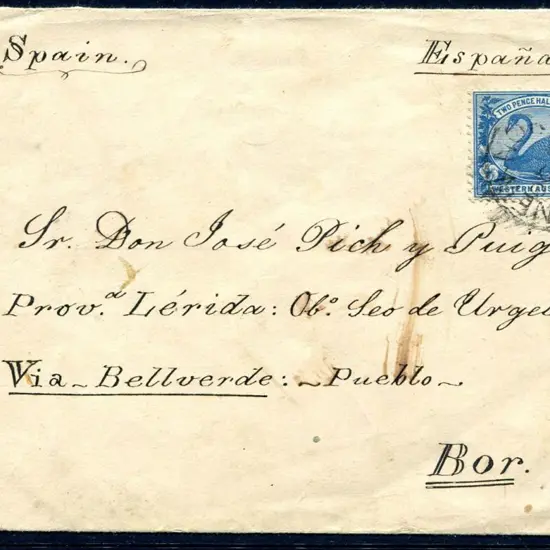 1901 (6th Oct) 2½d swan tied by New Norcia 3b ...