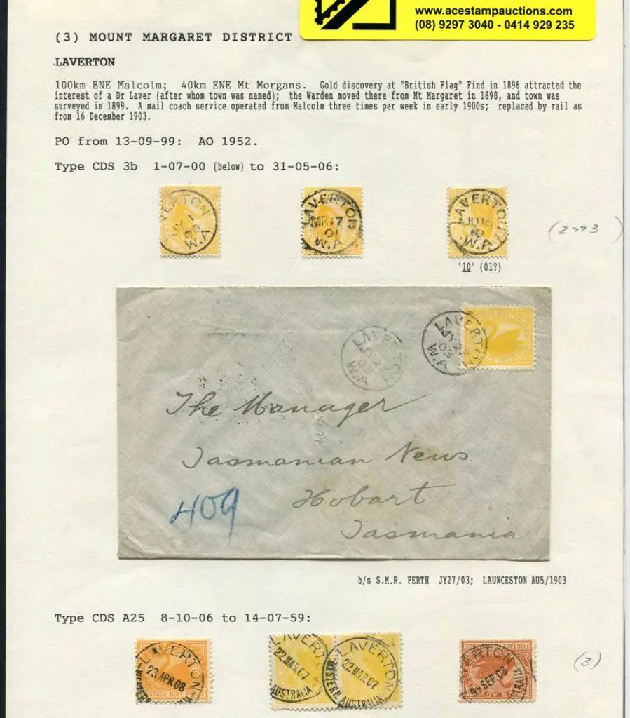 1903 (23rd Jul) Laverton 3b (2-3) cds tying 2d ... Image 1++
