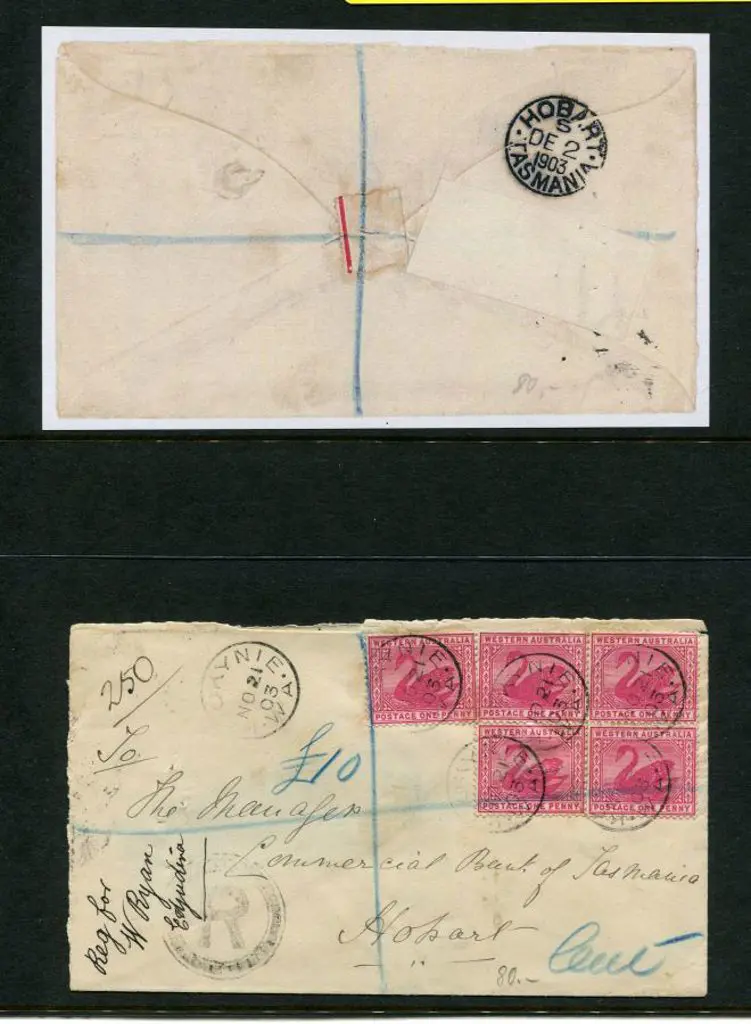 1903 (21st Nov) Kookynie regd cover to Hobart with ... Image 1++