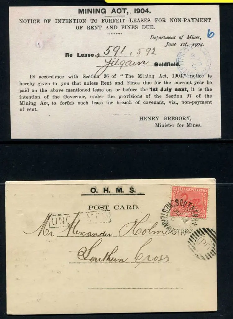 1904 (10th July) Unclaimed Mining Act 1904 OHMS ... Image 1++