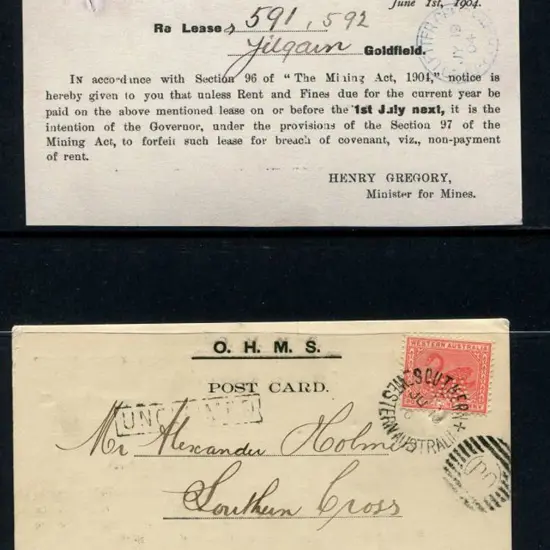 1904 (10th July) Unclaimed Mining Act 1904 OHMS ...