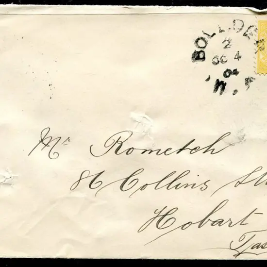 1904 (4th Oct) Boulder to Hobart cover with 2d ...