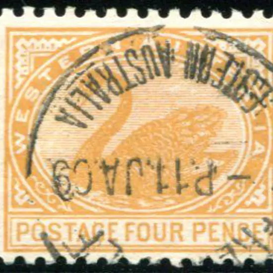 1905/12 4d pale chestnut swan perfined OS. Good to ...