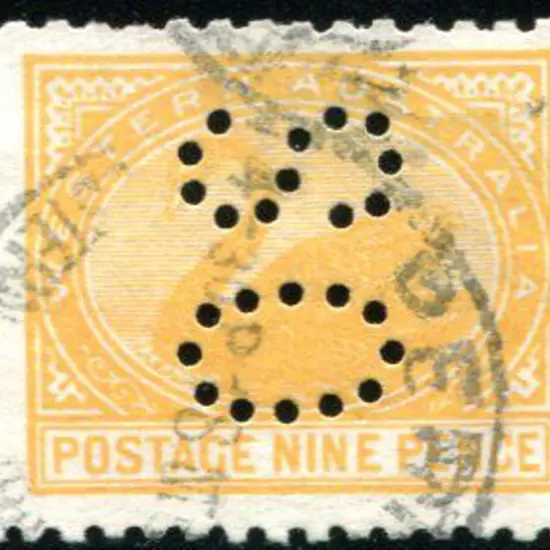 1905/12 9d orange swan perfined OS. Good to fine ...