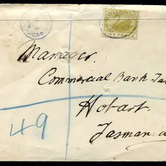 1906 (3rd Jan) 5d swan tied by oval R registered ...