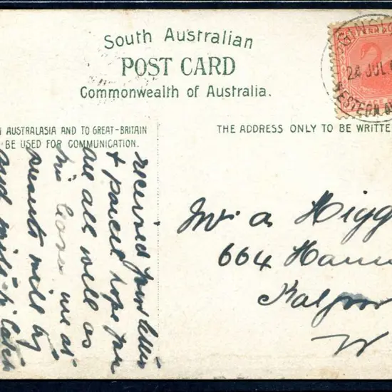 1907 (24th Jul) "Queens Gardens Perth, WA" ...