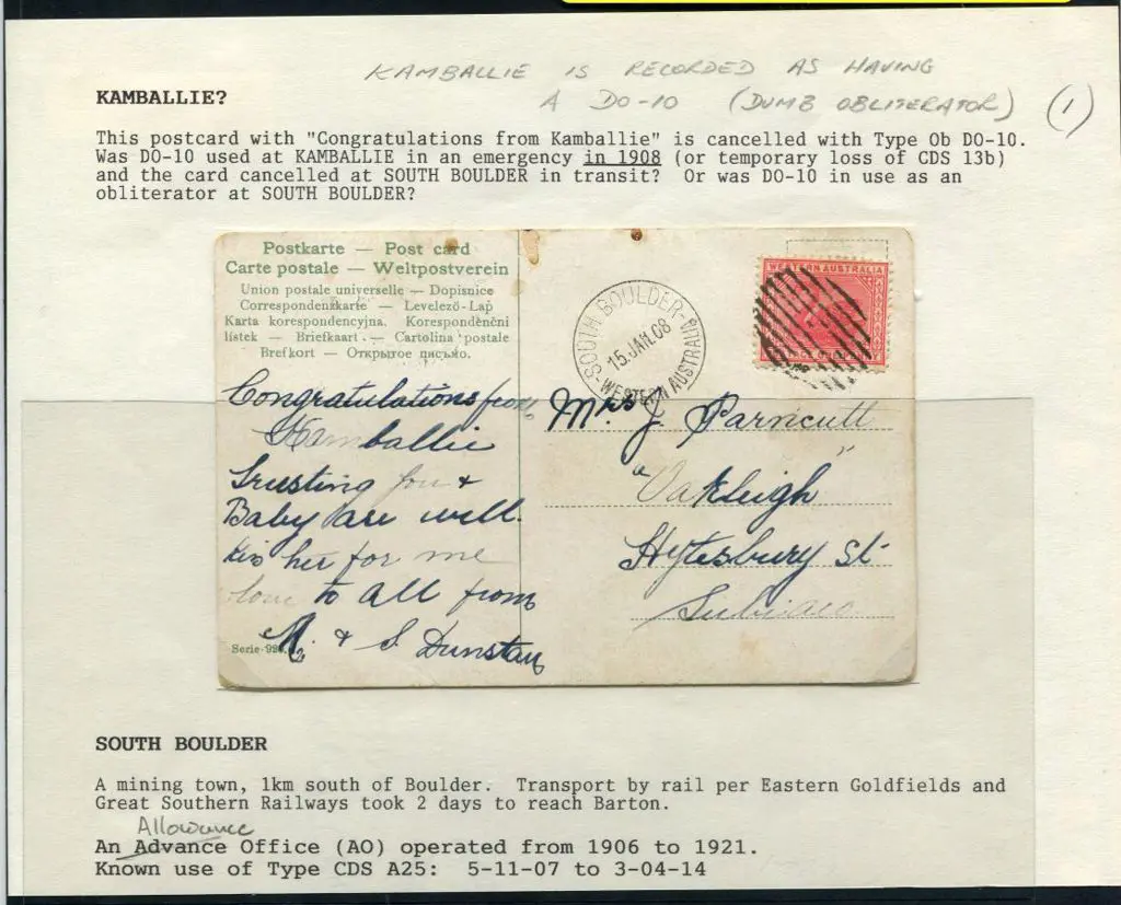 1908 (15th Jan) Postcard with Dumb Obliterator ... Image 1++