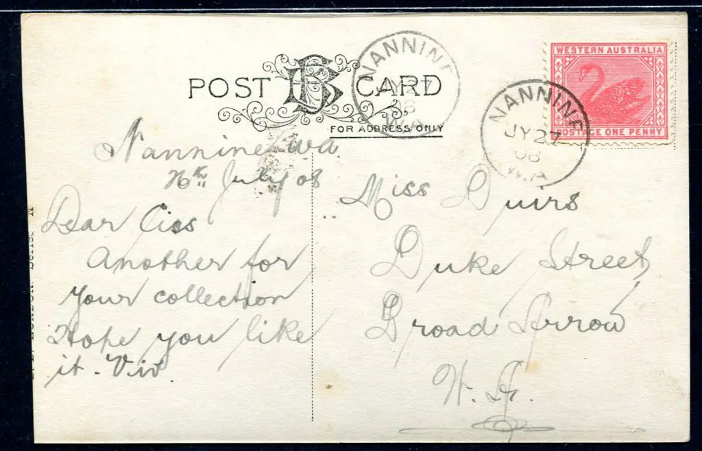 1908 (27th Jul) Postcard (romantic in colour) ... Image 1++