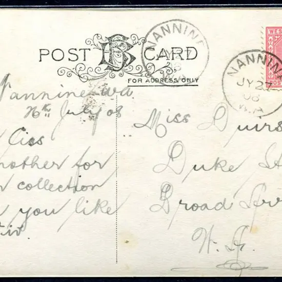 1908 (27th Jul) Postcard (romantic in colour) ...