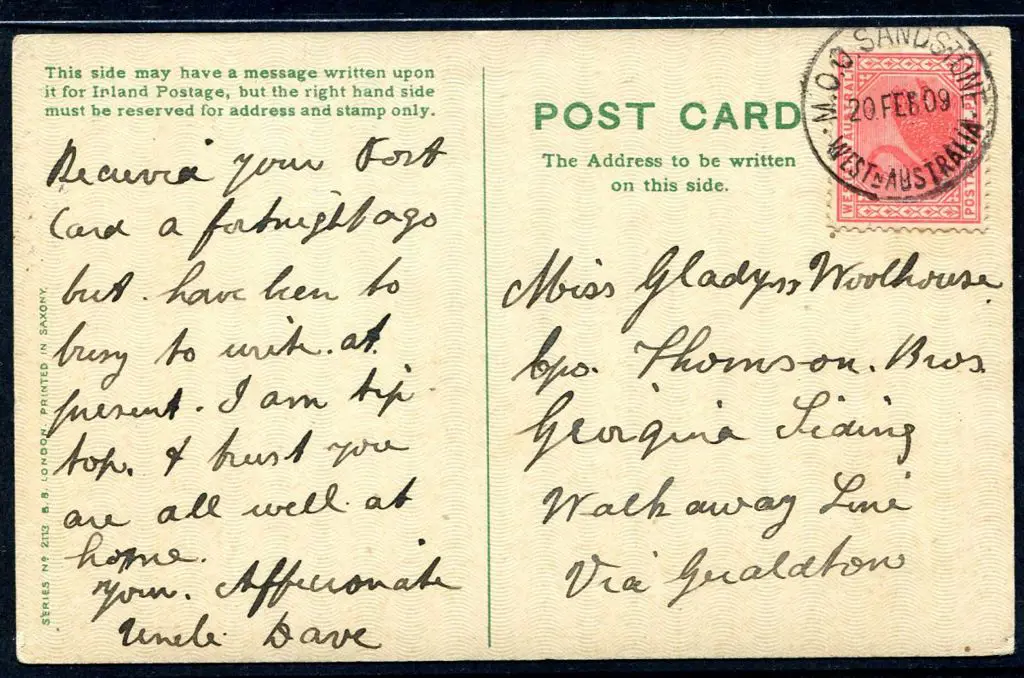 1909 (20th Feb) Floral postcard addressed to ... Image 1++
