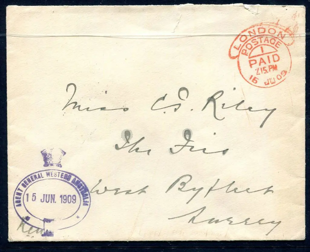 1909 (15th June) "Agent General Western Australia" ... Image 1++