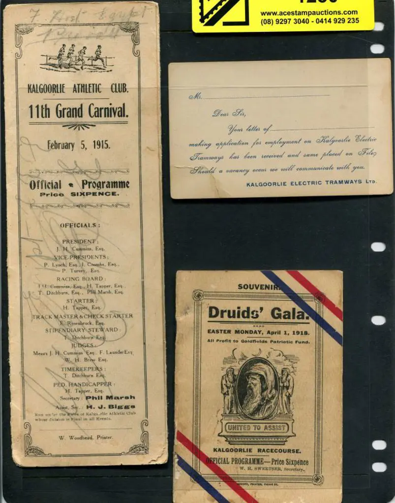 1915 Kalgoorlie Athletic Club "11th Grand ... Image 1++