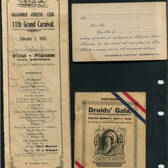 1915 Kalgoorlie Athletic Club "11th Grand ...