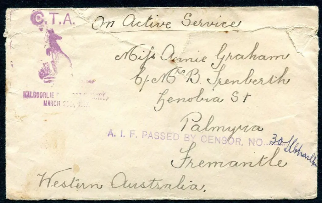 1917 (28th Mar) "On Active Service" in m/s at top ... Image 1++