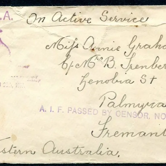 1917 (28th Mar) "On Active Service" in m/s at top ...
