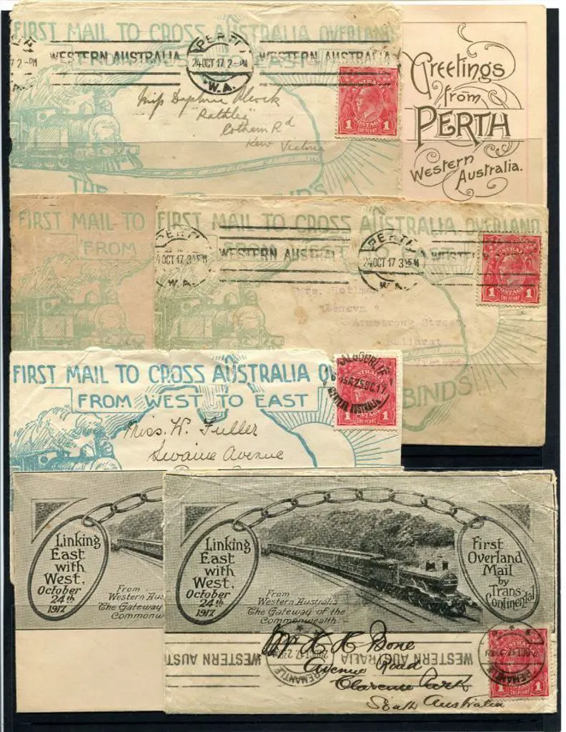 1917 (24th Oct) First Overland Mail covers x 5 ... Image 1++