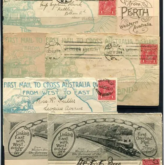 1917 (24th Oct) First Overland Mail covers x 5 ...