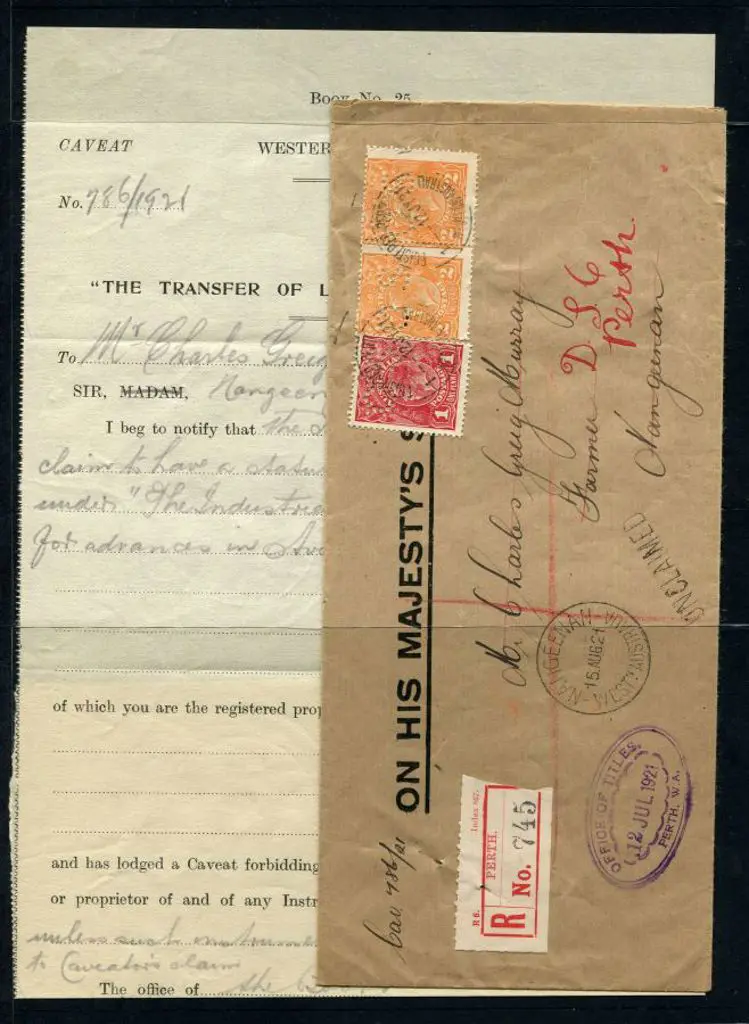 1921 (12th July) OHMS Perth registered long env to ... Image 1++
