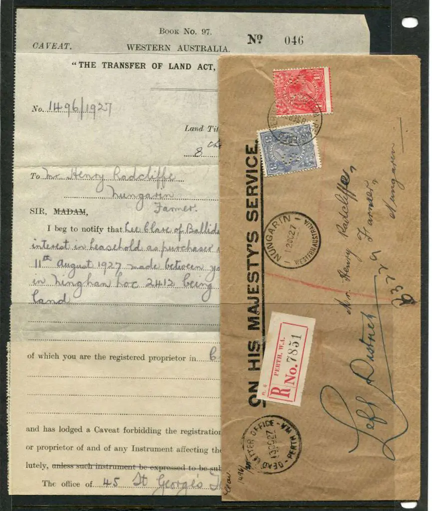 1927 (8th Sept) Perth registered OHMS long cover ... Image 1++