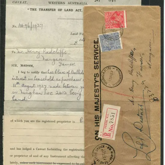 1927 (8th Sept) Perth registered OHMS long cover ...