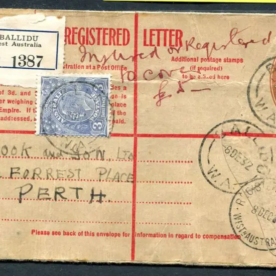 1932 (6th Dec) 5d KGV Registered Env with ...