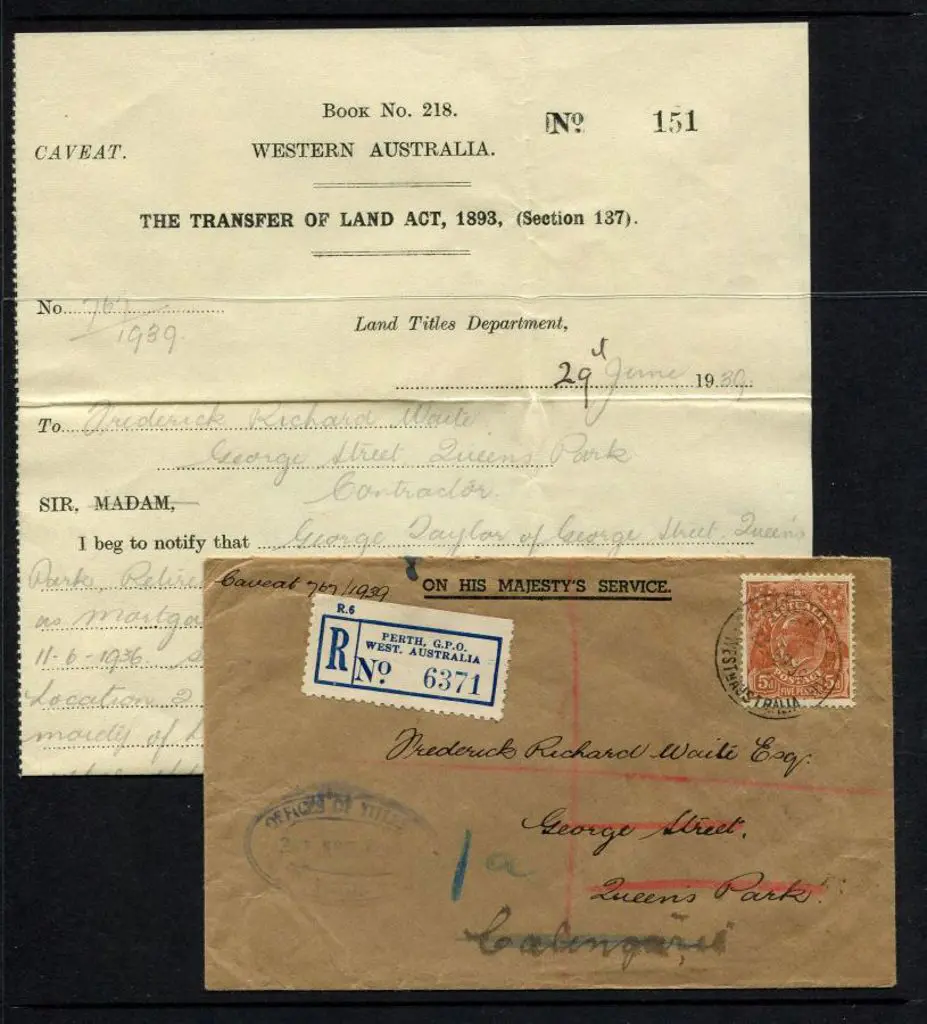 1939 (29th June) 5d KGV perfined WA on Perth GPO ... Image 1++