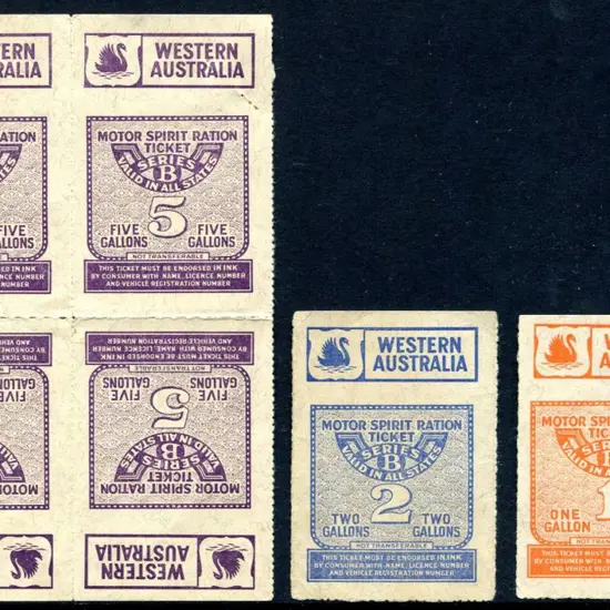 1949 Motor Spirit Ration Tickets consisting of 1 ...