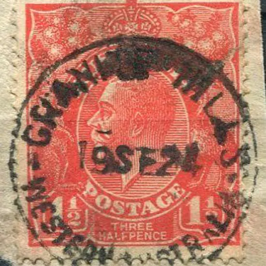 Granite Hills A36 on 1½d red KGV on piece dated 19 ...