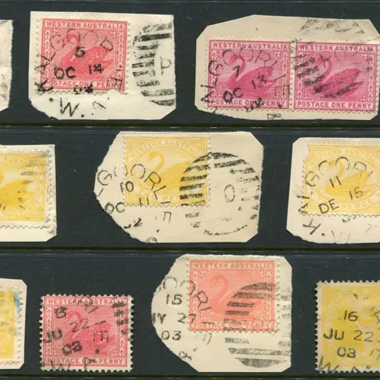 Kalgoorlie DxPO-f duplexes on stamps on piece ...