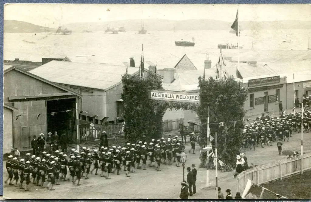 American sailors marching into Albany with the ... Image 1++